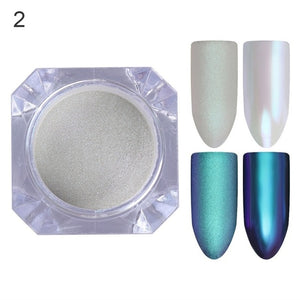 LEMOOC Nail Shimmer Powder Shining Rose Gold Metal Mirror Effect Nail Chrome Pigment Holographic Dust Nail Art Decoration