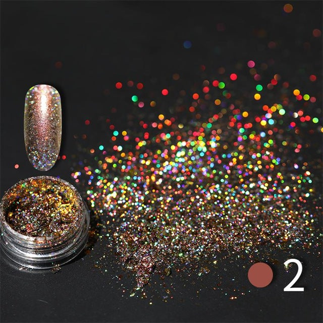 LEMOOC Nail Shimmer Powder Shining Rose Gold Metal Mirror Effect Nail Chrome Pigment Holographic Dust Nail Art Decoration