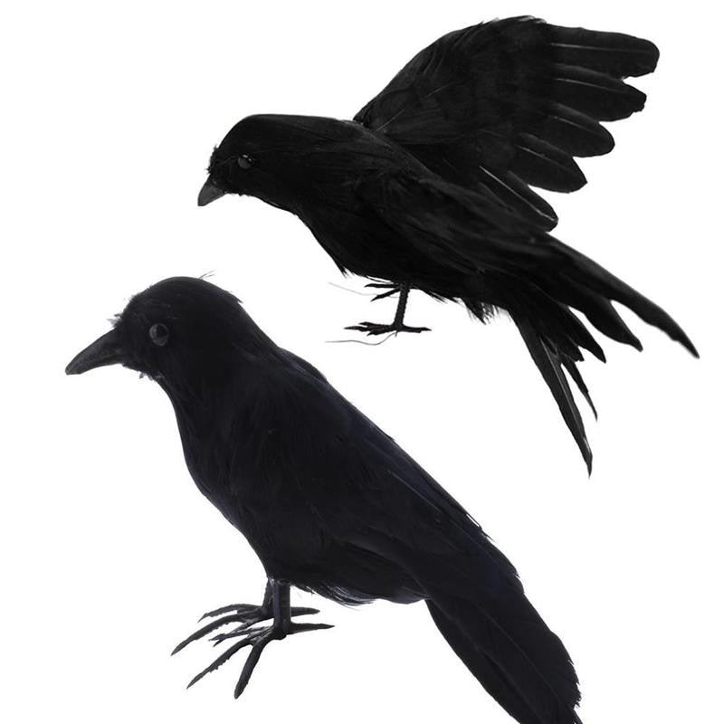 1piece Artificial Black Feather Raven Props Halloween Ghost Festival Decorations Haunted House Party Home Bar Decorations