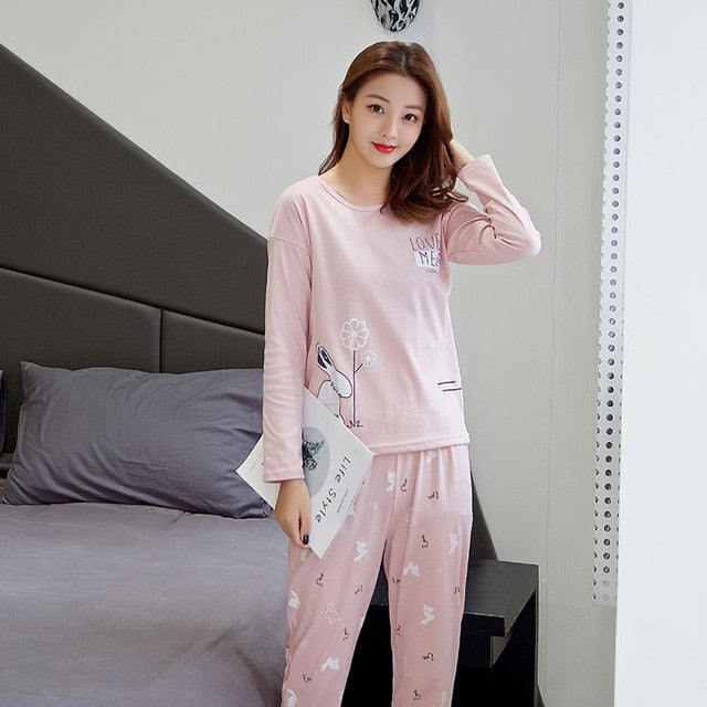 Women pajamas Set Winter pajamas for women New sleepwear Cartoon pijamas Printed pyjamas women Long Sleeve Cute pijama mujer