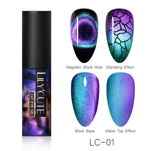 LILYCUTE 9D Chameleon Magnetic Gel Nail Polish Long Lasting Shining Laser 5ml Cat Eye Nail Art Gel Soak Off UV LED Gel Varnish