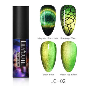 LILYCUTE 9D Chameleon Magnetic Gel Nail Polish Long Lasting Shining Laser 5ml Cat Eye Nail Art Gel Soak Off UV LED Gel Varnish