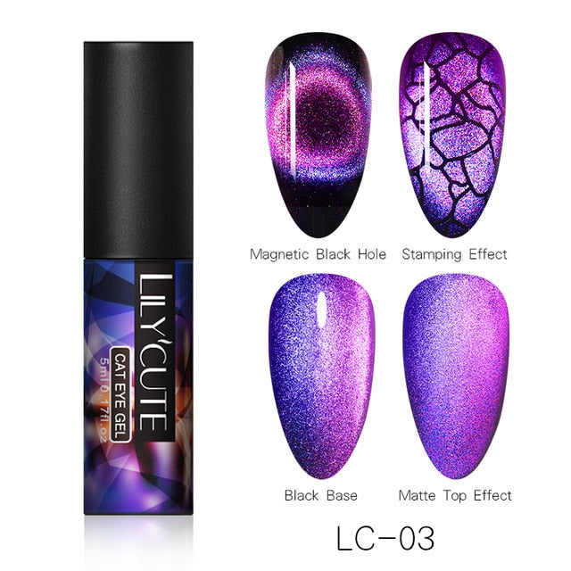 LILYCUTE 9D Chameleon Magnetic Gel Nail Polish Long Lasting Shining Laser 5ml Cat Eye Nail Art Gel Soak Off UV LED Gel Varnish