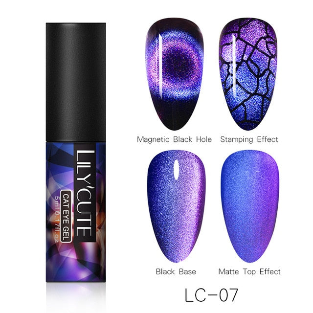 LILYCUTE 9D Chameleon Magnetic Gel Nail Polish Long Lasting Shining Laser 5ml Cat Eye Nail Art Gel Soak Off UV LED Gel Varnish