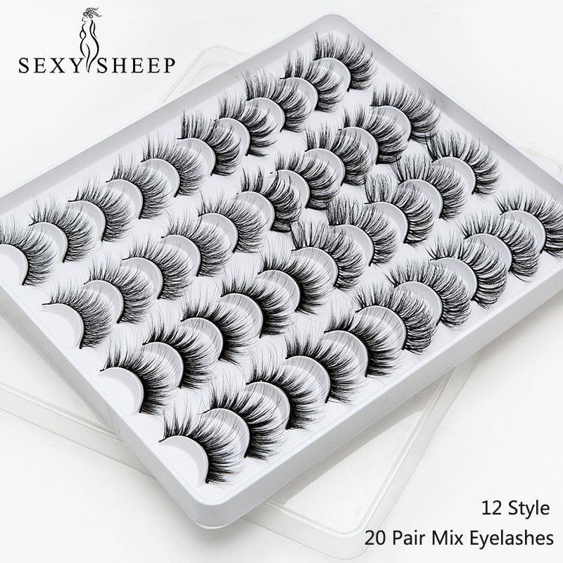 SEXYSHEEP 2/8/20 pairs 15-20mm natural 3D false eyelashes fake lashes makeup kit Mink Lashes extension mink eyelashes maquiagem