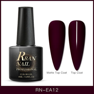 RBAN NAIL 60 Colors Matte UV Gel Nail Polish 8ml Pure Nail Color Need Matte Top Coat Soak Off Nail Art Gel Varnish Manicure