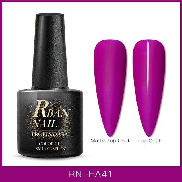 RBAN NAIL 60 Colors Matte UV Gel Nail Polish 8ml Pure Nail Color Need Matte Top Coat Soak Off Nail Art Gel Varnish Manicure