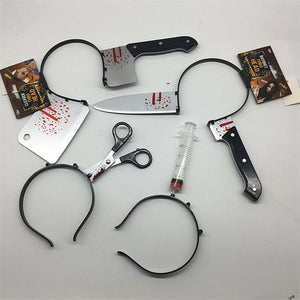 2019 Halloween Three-Dimensional Hair Accessories Tidy Simulation Toy Plastic Head Knives Scissors Halloween Decoration Props