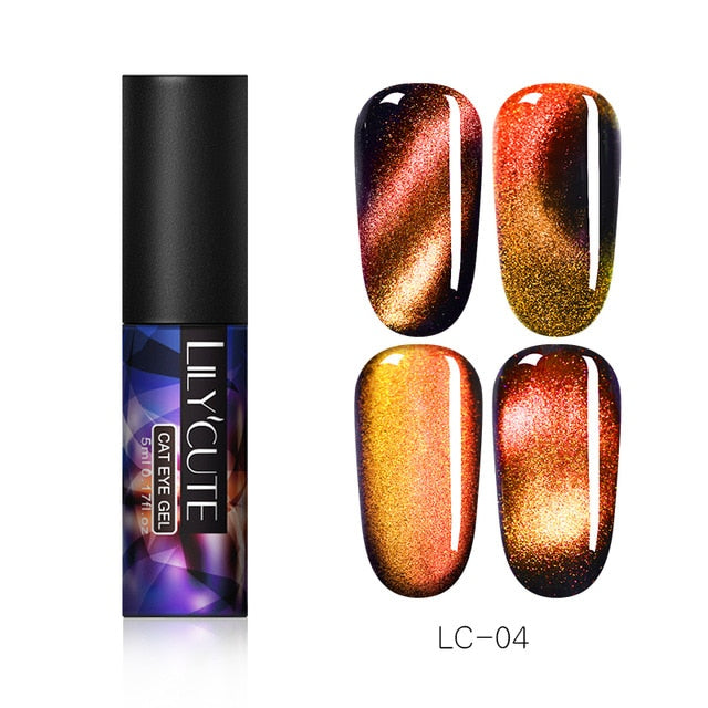 LILYCUTE 9D Chameleon Magnetic Gel Nail Polish Long Lasting Shining Laser 5ml Cat Eye Nail Art Gel Soak Off UV LED Gel Varnish