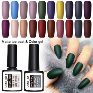 LEMOOC 8ml Nail Polish Nail Art UV Gel Matte Top Coat Semi Permanent Soak Off Gel Varnish Nail Art Gel Paint Lacquer Manicure