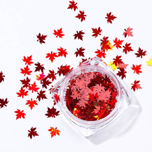 1Box Mirror Maple Leaf Flake Nail Glitter Holographic Paillette Chameleon Sequins Gradient Autumn Polish Manicure Decor  JI1528