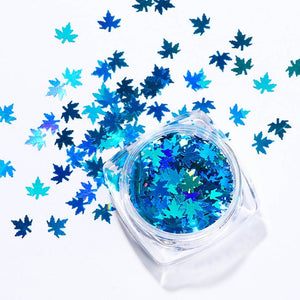 1Box Mirror Maple Leaf Flake Nail Glitter Holographic Paillette Chameleon Sequins Gradient Autumn Polish Manicure Decor  JI1528