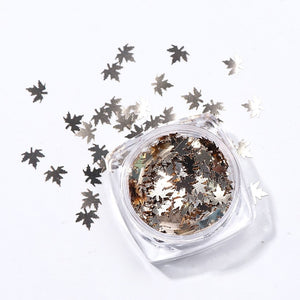 1Box Mirror Maple Leaf Flake Nail Glitter Holographic Paillette Chameleon Sequins Gradient Autumn Polish Manicure Decor  JI1528