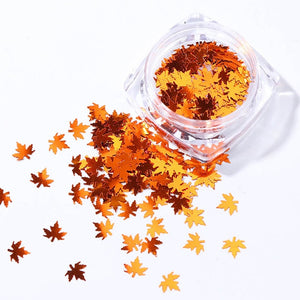 1Box Mirror Maple Leaf Flake Nail Glitter Holographic Paillette Chameleon Sequins Gradient Autumn Polish Manicure Decor  JI1528