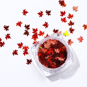 1Box Mirror Maple Leaf Flake Nail Glitter Holographic Paillette Chameleon Sequins Gradient Autumn Polish Manicure Decor  JI1528