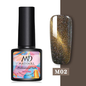 MAD DOLL 8ml Blinking Cat Eye Gel Nail Polish Soak Off Nail Art Gel Polish Magnicure Nail Gel Cat Eye UV Gel Varnish