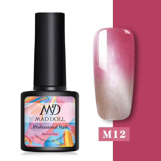 MAD DOLL 8ml Blinking Cat Eye Gel Nail Polish Soak Off Nail Art Gel Polish Magnicure Nail Gel Cat Eye UV Gel Varnish