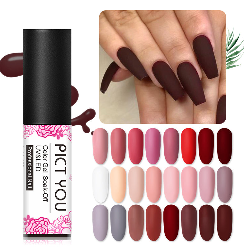 PICT YOU 5m Matte UV Nail Gel Polish Pink Black 45 Colors Nail Art Gel Polish Matte Top Coat Soak Off Gel Laquer Varnish Lacquer