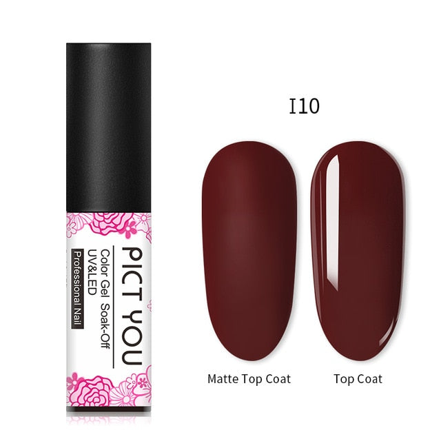 PICT YOU 5m Matte UV Nail Gel Polish Pink Black 45 Colors Nail Art Gel Polish Matte Top Coat Soak Off Gel Laquer Varnish Lacquer