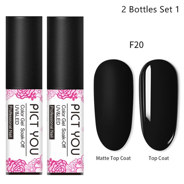 PICT YOU 5m Matte UV Nail Gel Polish Pink Black 45 Colors Nail Art Gel Polish Matte Top Coat Soak Off Gel Laquer Varnish Lacquer