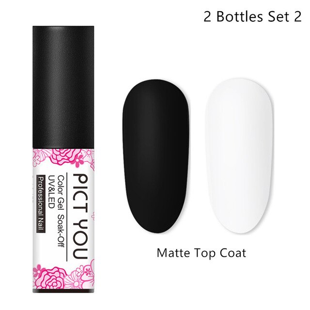 PICT YOU 5m Matte UV Nail Gel Polish Pink Black 45 Colors Nail Art Gel Polish Matte Top Coat Soak Off Gel Laquer Varnish Lacquer