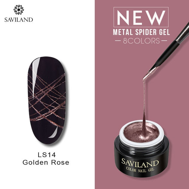 SAVILAND Metallic Spider Gel Nail Polish 6ml Wire Drawing Nail Gel Metallic Mirror Effect Painting Nails for Pulling Line