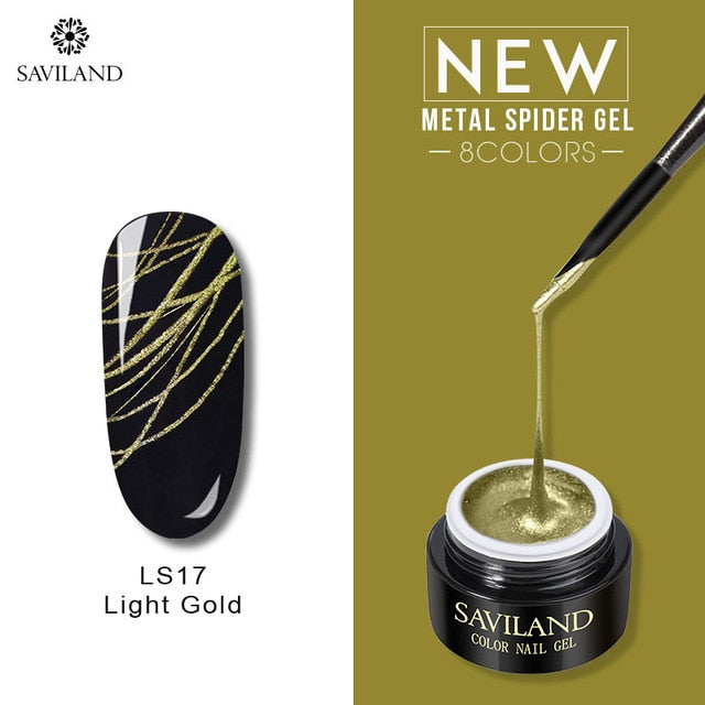 SAVILAND Metallic Spider Gel Nail Polish 6ml Wire Drawing Nail Gel Metallic Mirror Effect Painting Nails for Pulling Line