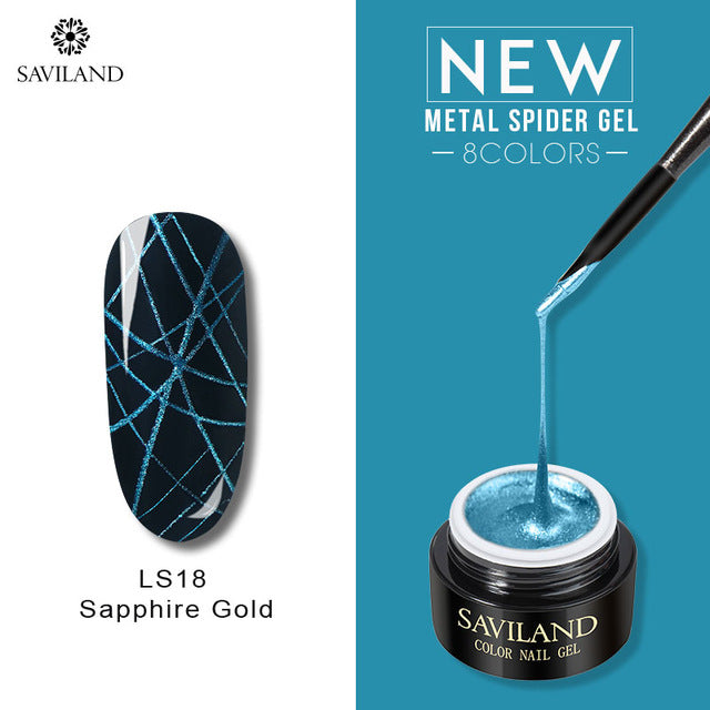 SAVILAND Metallic Spider Gel Nail Polish 6ml Wire Drawing Nail Gel Metallic Mirror Effect Painting Nails for Pulling Line