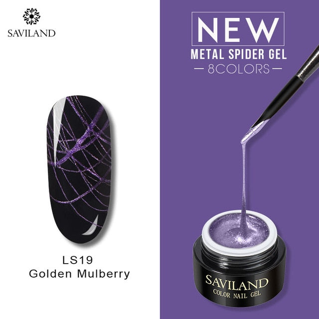 SAVILAND Metallic Spider Gel Nail Polish 6ml Wire Drawing Nail Gel Metallic Mirror Effect Painting Nails for Pulling Line