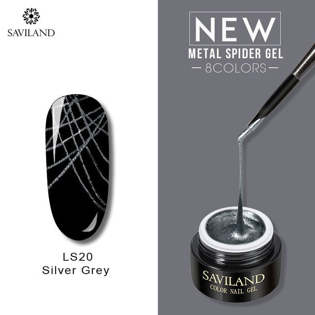 SAVILAND Metallic Spider Gel Nail Polish 6ml Wire Drawing Nail Gel Metallic Mirror Effect Painting Nails for Pulling Line