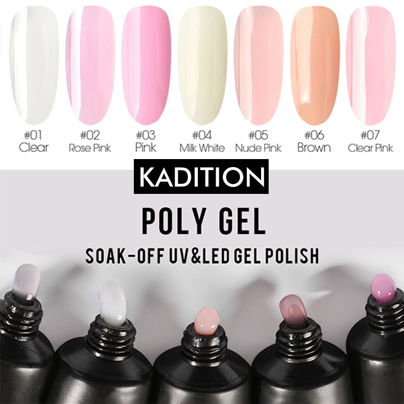 KADITION New Polygel Nail Acrylic Crystal Enhancement Poly Gel Solution Quick Gel Extension LED UV Builder Gel Tips Manicure