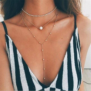 Boho Shell Pendant Necklace for Women Long Chain Round Coin Multilayer Choker 2019 Collares Necklace Wedding Jewelry