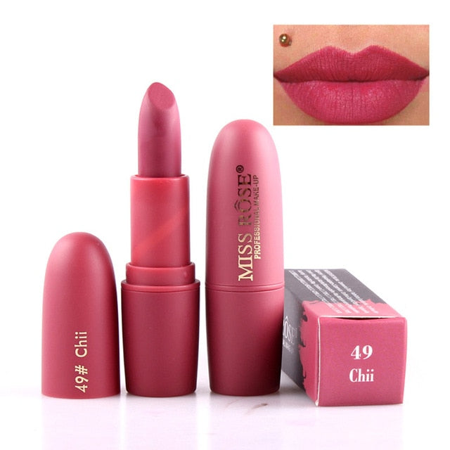 New MISS ROSE Lipstick Matte Waterproof Velvet Lip Stick 18 Colors Sexy Red Brown Pigments Makeup Matte Lipsticks Beauty Lips