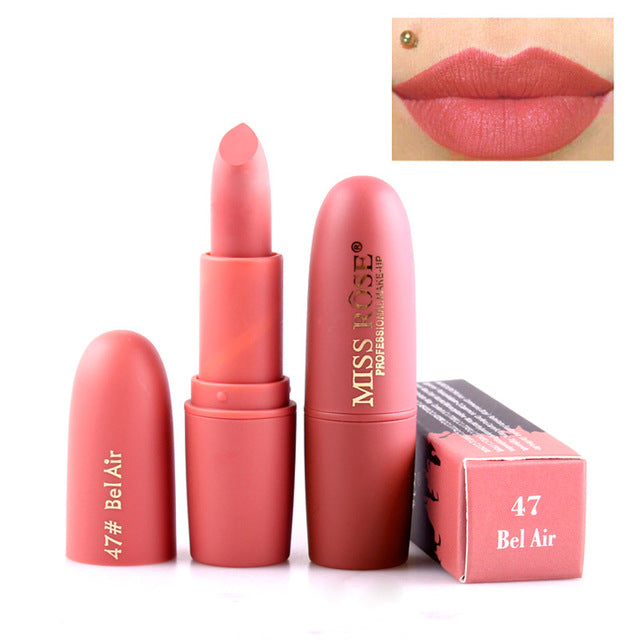 New MISS ROSE Lipstick Matte Waterproof Velvet Lip Stick 18 Colors Sexy Red Brown Pigments Makeup Matte Lipsticks Beauty Lips