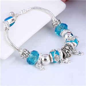 ZOSHI Pink Crystal Charm Silver Bracelets & Bangles for Women With Aliexpress Murano Beads Silver Bracelet Femme Jewelry