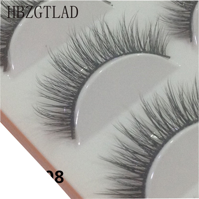 HBZGTLAD 5 Pairs 3D Handmade Fake Eyelashes Natural Long Thick Daily Makeup Thick Cross Eyelashes Eye Lashes