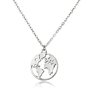 Hot Selling Round Hollow Multi Double Layers World Map Necklace Fashion Outdoor Travel Lover Earth Day Gift Personalized Jewelry