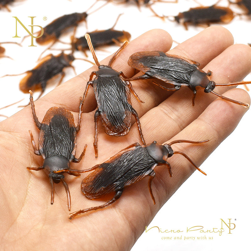 Nicro 12pcs Funny Fake Cockroach Halloween Decoration Jokes Pranks Maker Novelty Tricks Simulation False Cockroach Toys #Oth54