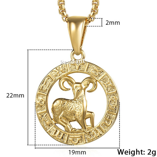 Men's Women's 12 Horoscope Zodiac Sign Gold Pendant Necklace Aries Leo Wholesale Dropshipping 12 Constellations Jewelry GPM24