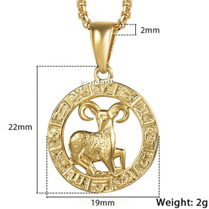 Men's Women's 12 Horoscope Zodiac Sign Gold Pendant Necklace Aries Leo Wholesale Dropshipping 12 Constellations Jewelry GPM24