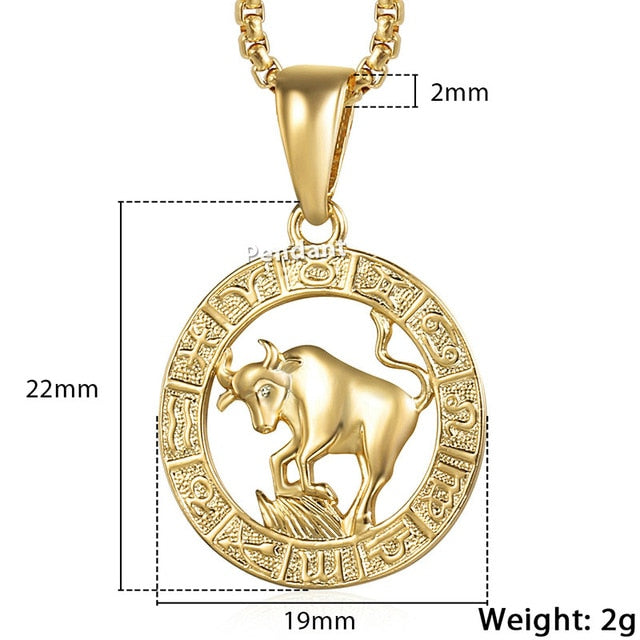 Men's Women's 12 Horoscope Zodiac Sign Gold Pendant Necklace Aries Leo Wholesale Dropshipping 12 Constellations Jewelry GPM24