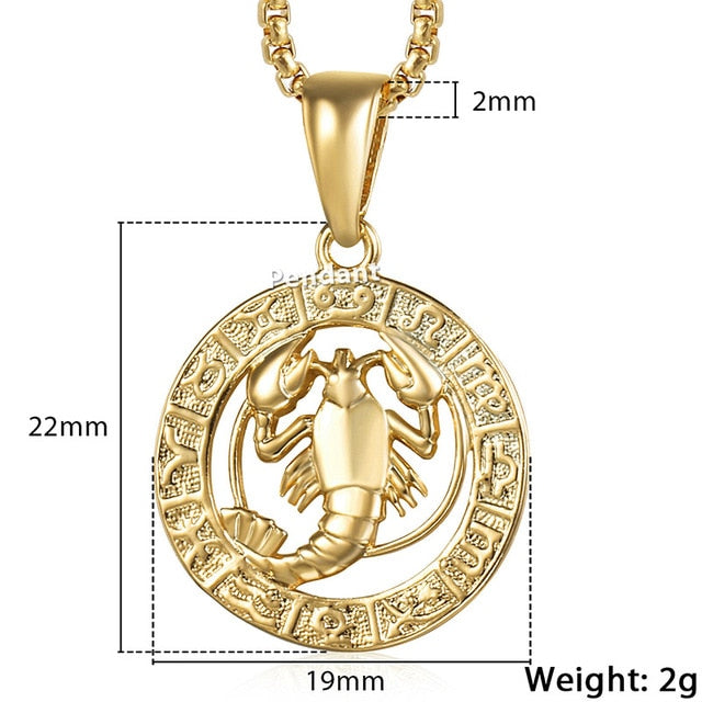 Men's Women's 12 Horoscope Zodiac Sign Gold Pendant Necklace Aries Leo Wholesale Dropshipping 12 Constellations Jewelry GPM24