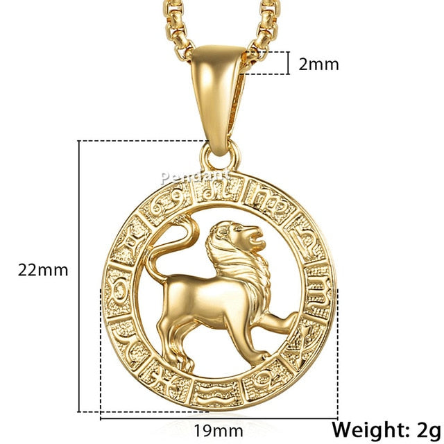 Men's Women's 12 Horoscope Zodiac Sign Gold Pendant Necklace Aries Leo Wholesale Dropshipping 12 Constellations Jewelry GPM24