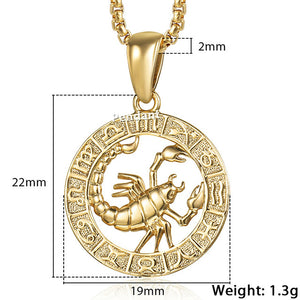 Men's Women's 12 Horoscope Zodiac Sign Gold Pendant Necklace Aries Leo Wholesale Dropshipping 12 Constellations Jewelry GPM24