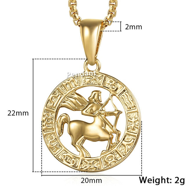 Men's Women's 12 Horoscope Zodiac Sign Gold Pendant Necklace Aries Leo Wholesale Dropshipping 12 Constellations Jewelry GPM24