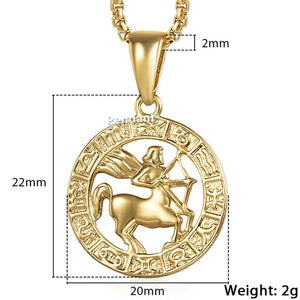 Men's Women's 12 Horoscope Zodiac Sign Gold Pendant Necklace Aries Leo Wholesale Dropshipping 12 Constellations Jewelry GPM24