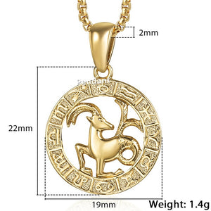 Men's Women's 12 Horoscope Zodiac Sign Gold Pendant Necklace Aries Leo Wholesale Dropshipping 12 Constellations Jewelry GPM24