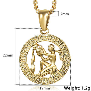 Men's Women's 12 Horoscope Zodiac Sign Gold Pendant Necklace Aries Leo Wholesale Dropshipping 12 Constellations Jewelry GPM24