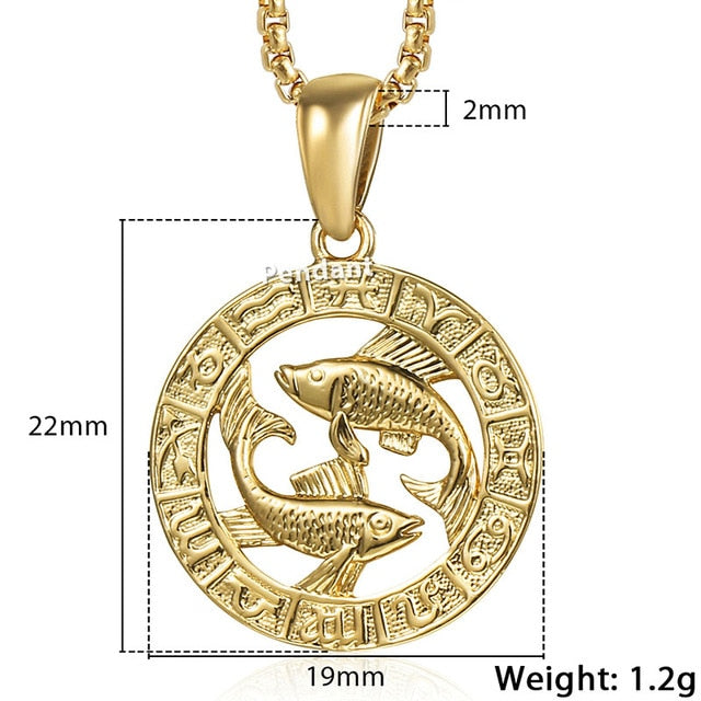 Men's Women's 12 Horoscope Zodiac Sign Gold Pendant Necklace Aries Leo Wholesale Dropshipping 12 Constellations Jewelry GPM24