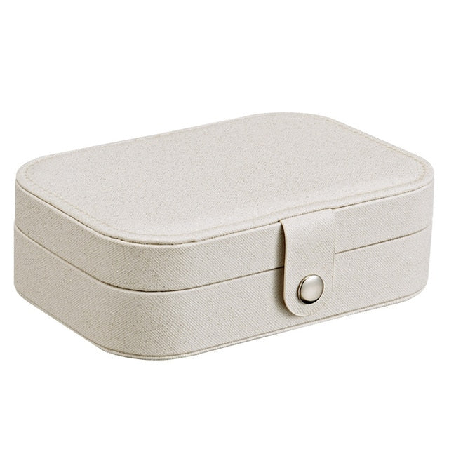 Korean Style Fresh And Simple Girl Earrings Plate Jewelry Box Protable Leather Earrings Ring Multi-function Jewelry Storage Box